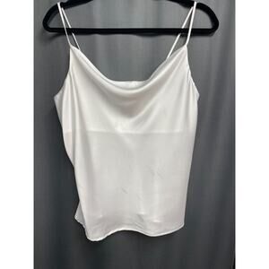 Reneec Cropped Blouse Top Women's Medium White Sleeveless Spaghetti Preppy B55